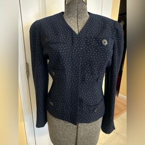 Vintage Sophie Kurson Women's Krizia Navy Polka Dot Jacket blazer 42